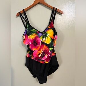 MiracleSuit Floral Multicolor Swimsuit Womens Size 14